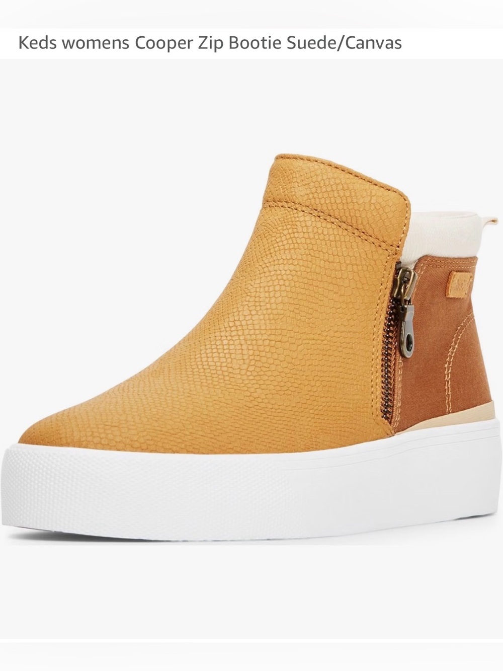 Keds Zip Bootie Women's Size 7 Tan Brown Suede Canvas Ankle Boots EUC